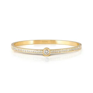 Pretty Bangles rigid bracelet, yellow PVD, central CZ