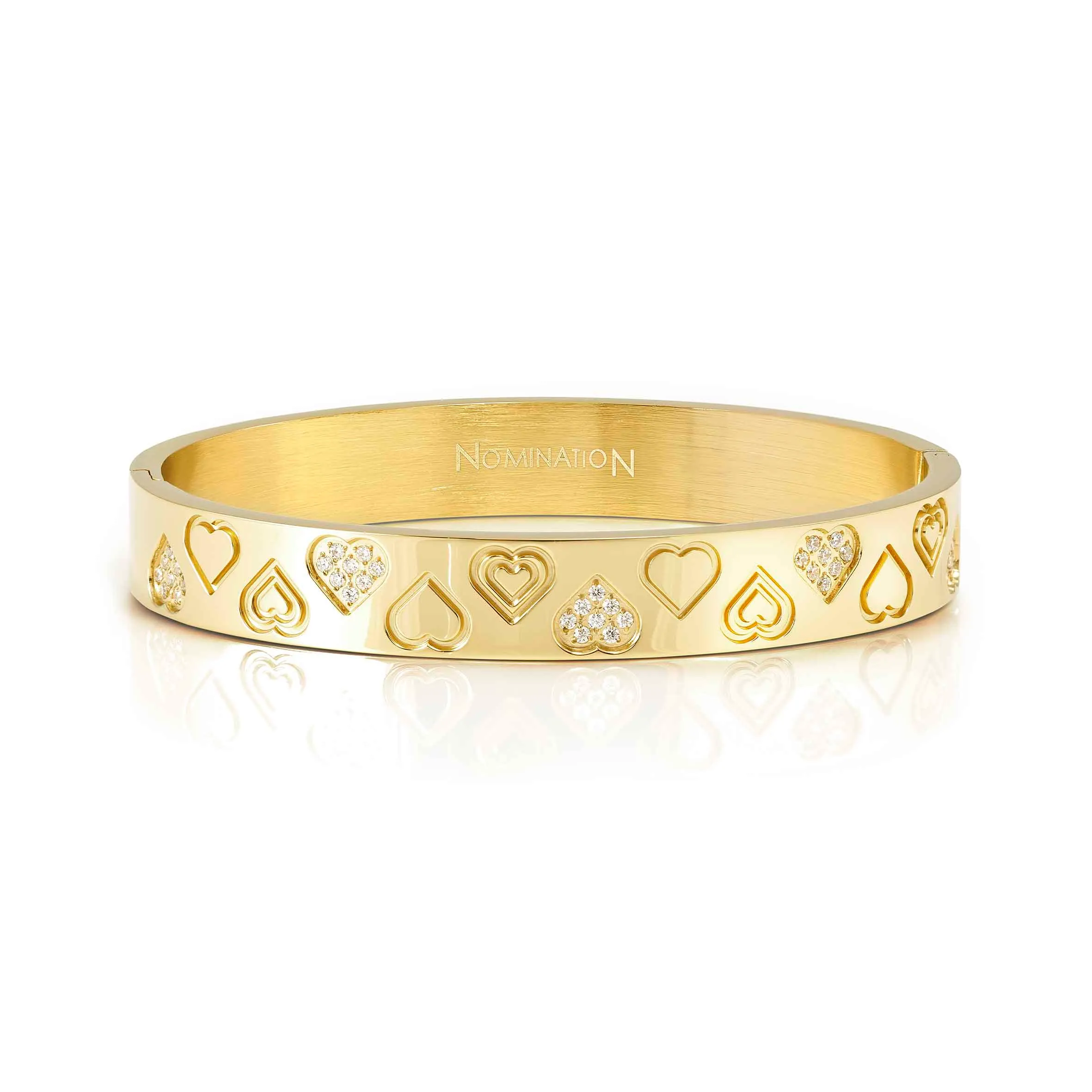 Wide Pretty Bangles bracelet, Hearts yellow PVD - Nomination Qatar Wide Pretty Bangles bracelet, Hearts yellow PVD