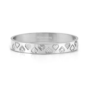 Pretty Bangles wide bracelet, steel with Hearts