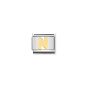 Charm, Composable Link, Letter N in bonded yellow gold