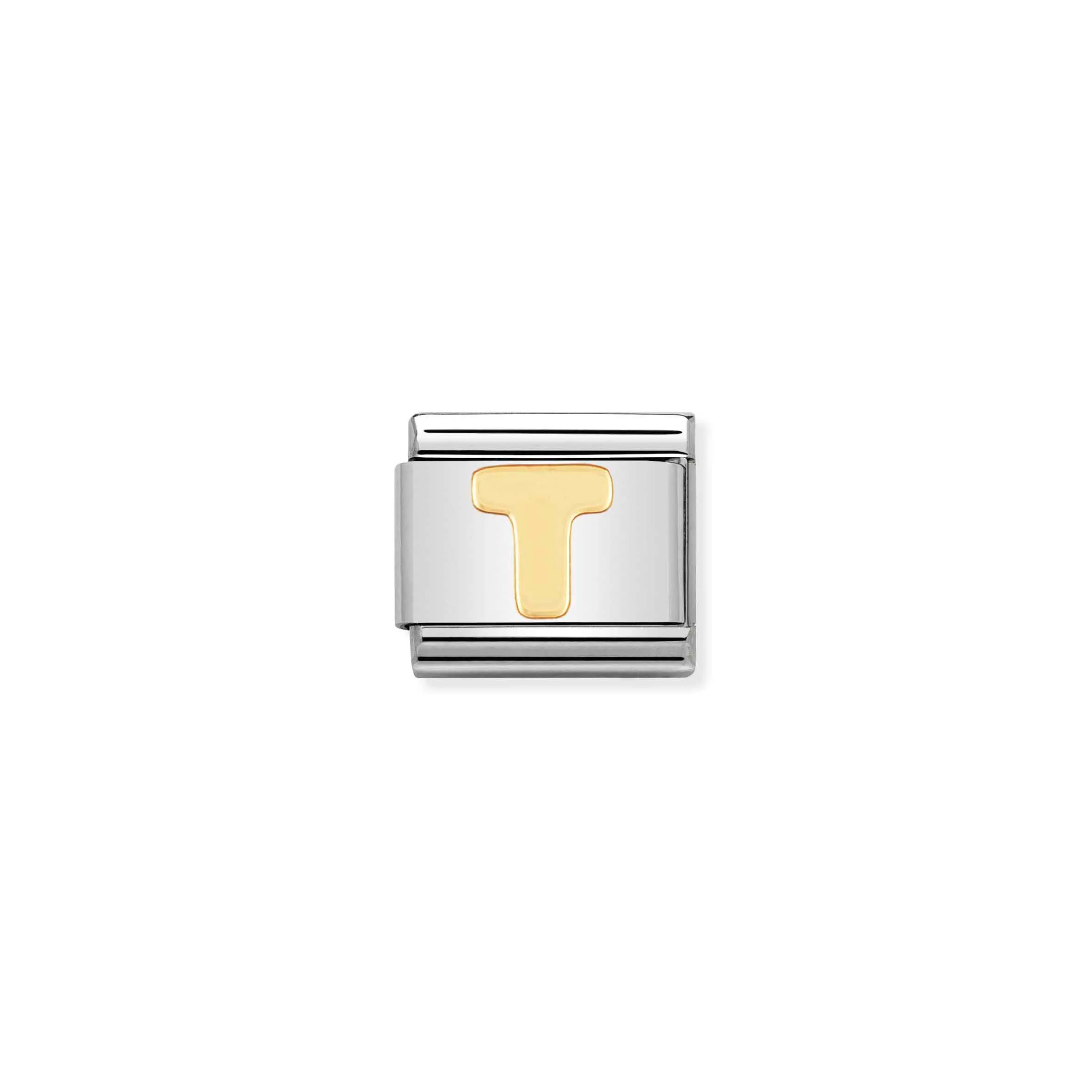 Charm, Composable Link, Letter T in bonded yellow gold - Nomination Qatar Charm, Composable Link, Letter T in bonded yellow gold