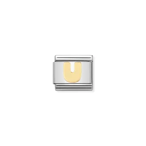 Charm, Composable Link, Letter U in bonded yellow gold