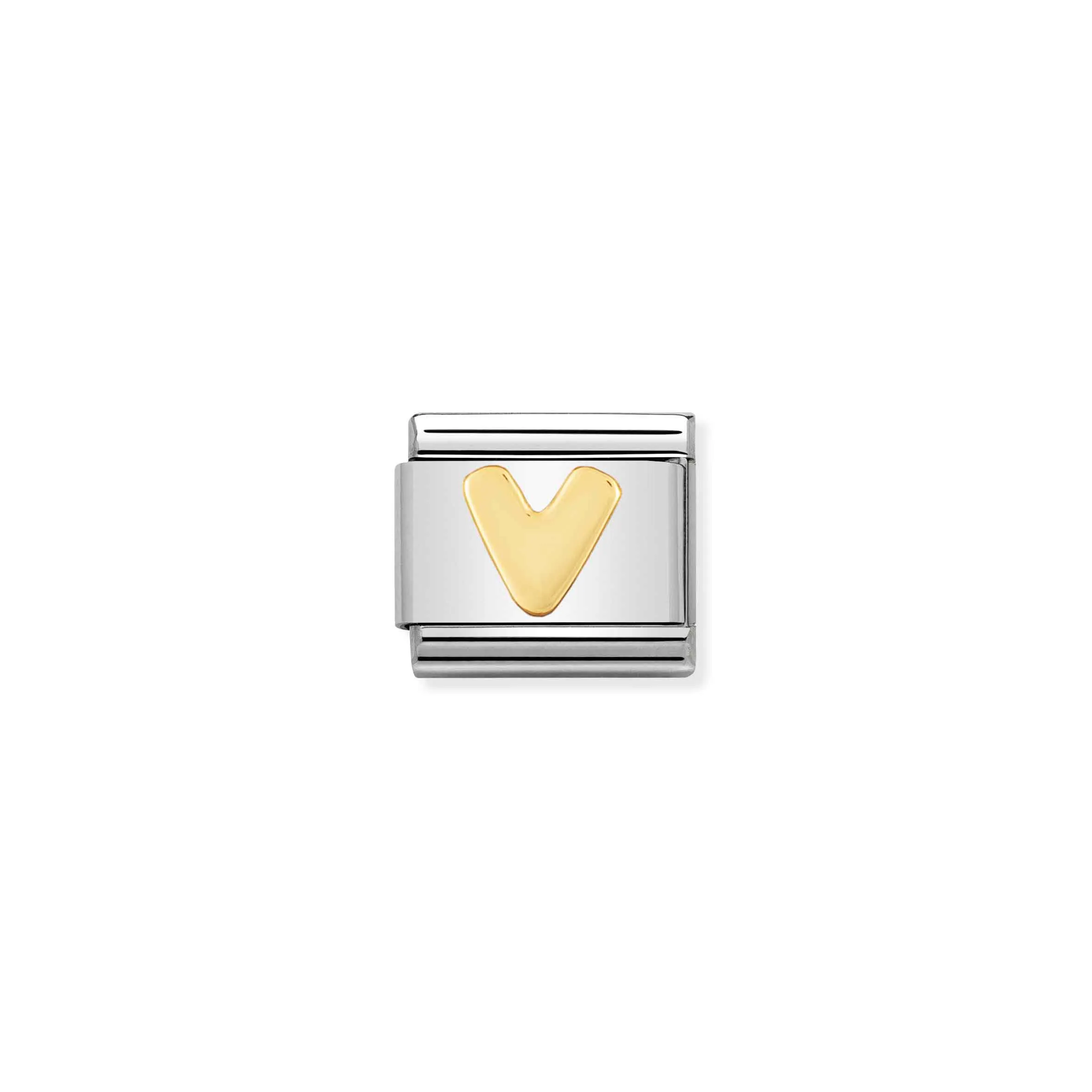 Charm, Composable Link, Letter V in bonded yellow gold - Nomination Qatar Charm, Composable Link, Letter V in bonded yellow gold
