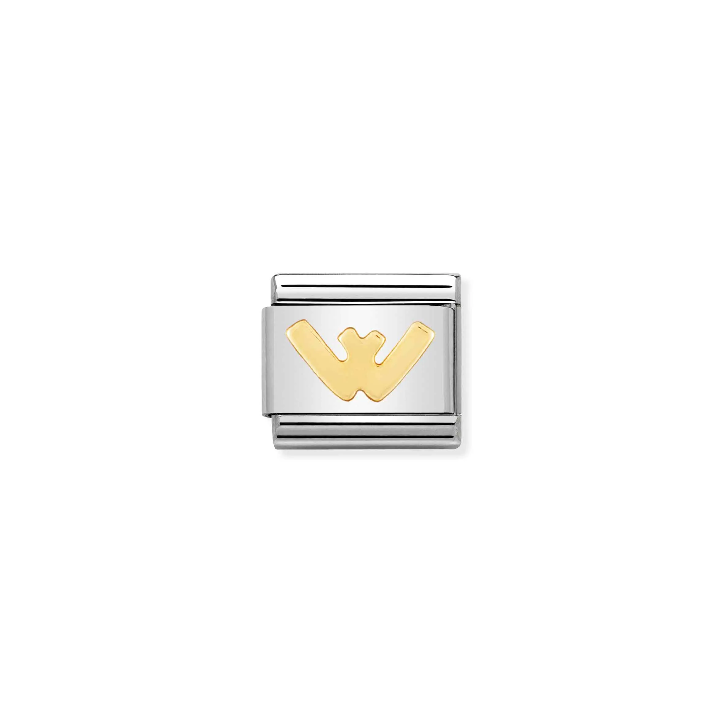 Charm, Composable Link, Letter W in bonded yellow gold - Nomination Qatar Charm, Composable Link, Letter W in bonded yellow gold