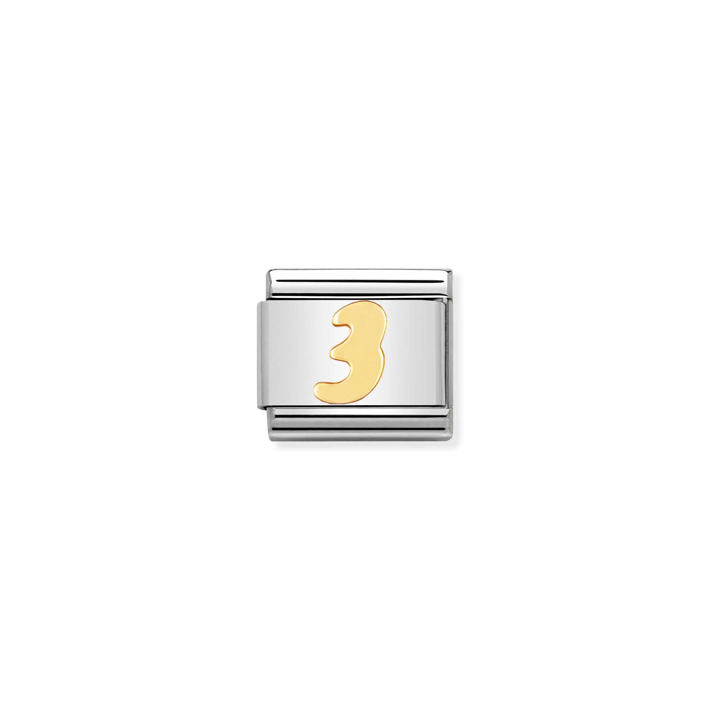 Charm, Composable Link, Number 3 in bonded yellow gold - Nomination Qatar Charm, Composable Link, Number 3 in bonded yellow gold