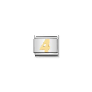 Charm, Composable Link, Number 4 in bonded yellow gold