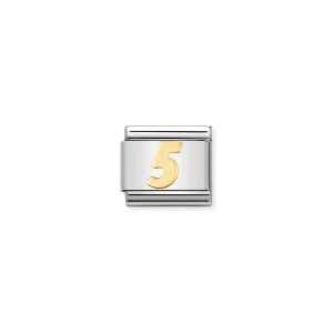 Charm, Composable Link, Number 5 in bonded yellow gold