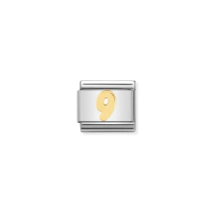 Charm, Composable Link, Number 9 in bonded yellow gold
