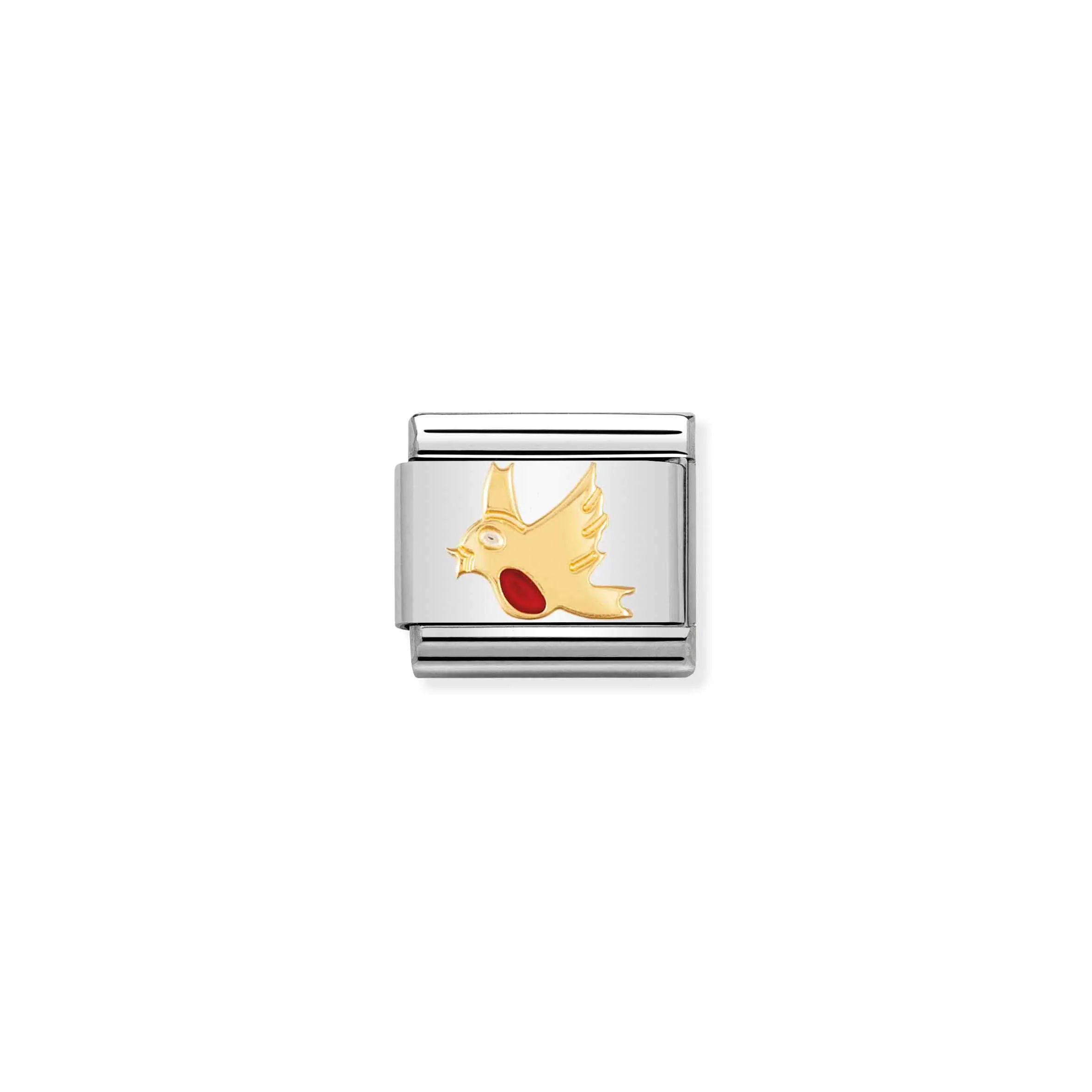 Charm, Composable Link, Robin in bonded yellow gold and Enamel - Nomination Qatar Charm, Composable Link, Robin in bonded yellow gold and Enamel