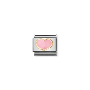 Charm, Composable Link, gold with Pink Heart