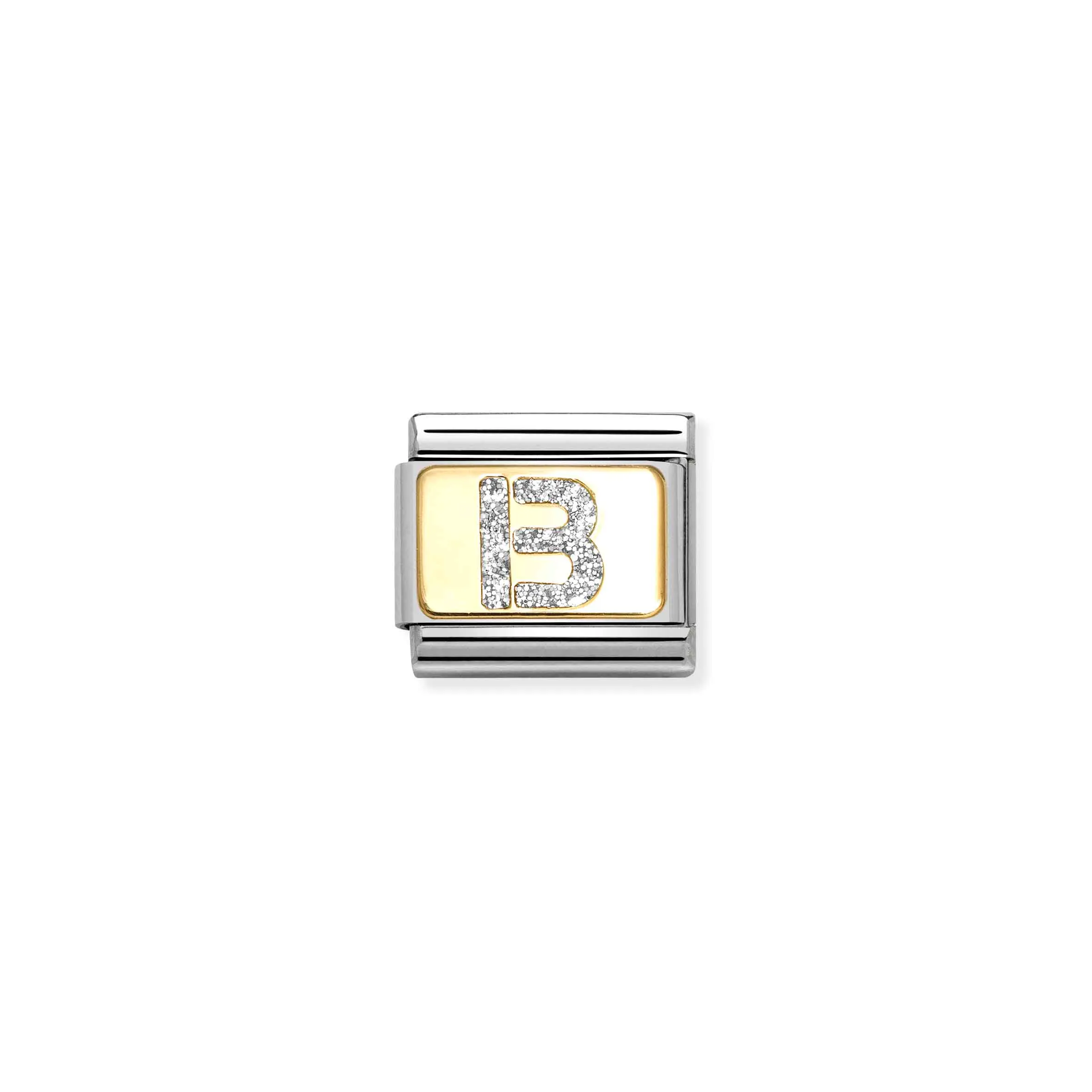 Charm, Composable Link, Letter B, Silver Glitter - Nomination Qatar Charm, Composable Link, Letter B, Silver Glitter