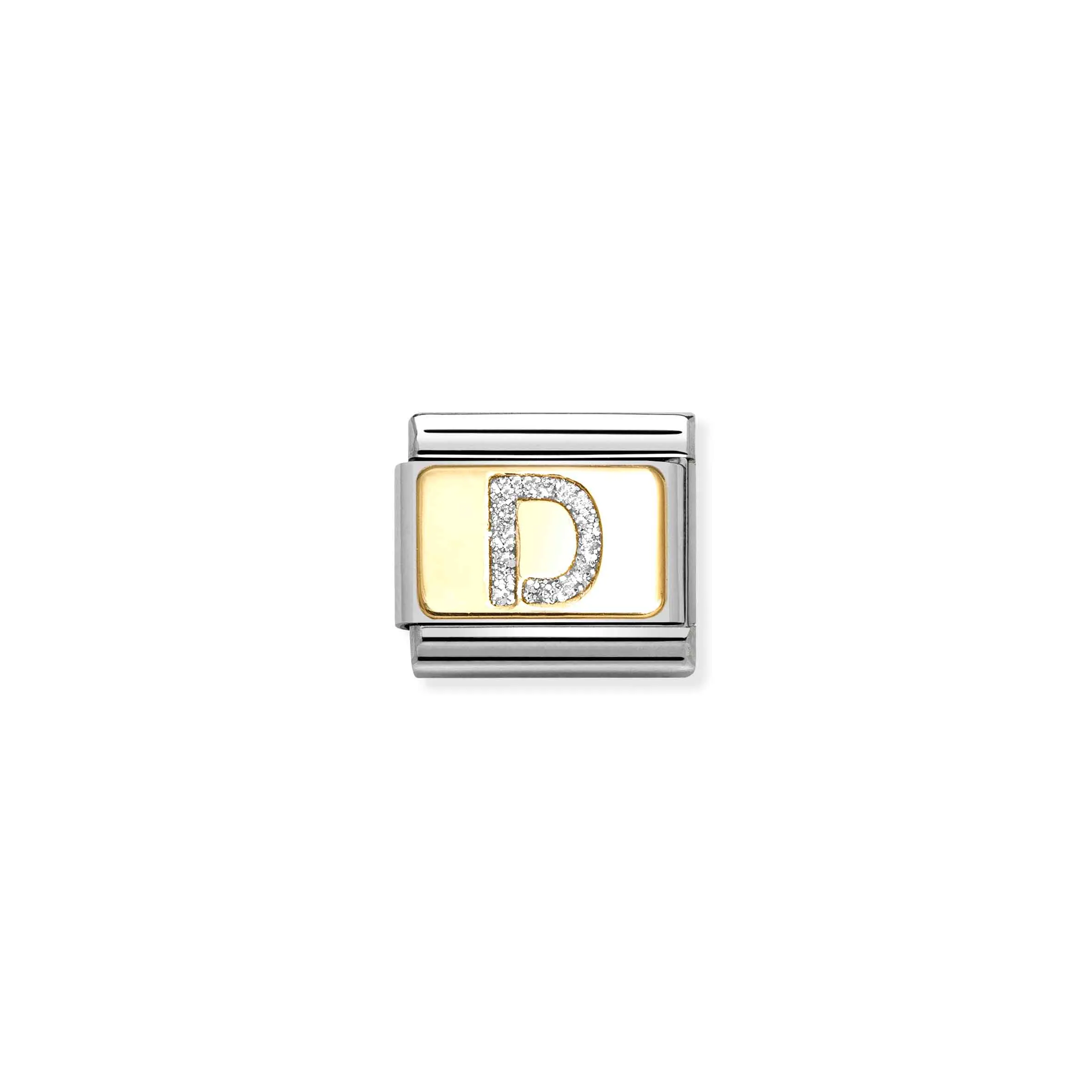 Charm, Composable Link, Letter D, Silver Glitter - Nomination Qatar Charm, Composable Link, Letter D, Silver Glitter