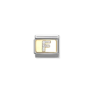Charm, Composable Link, Letter F, Silver Glitter