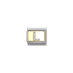 Charm, Composable Link, Letter L, Silver Glitter