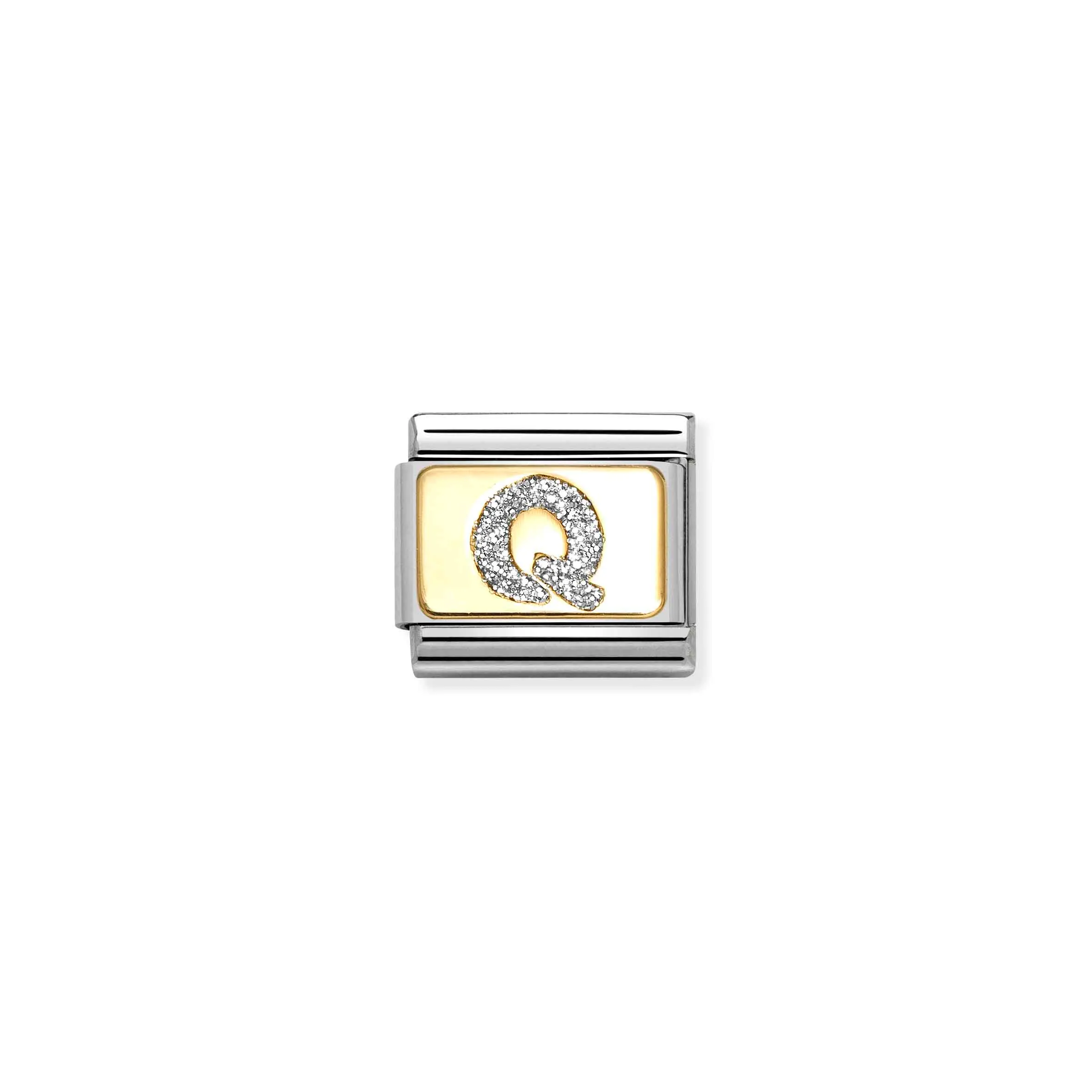 Charm, Composable Link, Letter Q, Silver Glitter - Nomination Qatar Charm, Composable Link, Letter Q, Silver Glitter