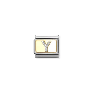 Charm, Composable Link, Letter Y, Silver Glitter