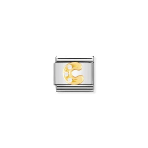 Charm, Composable Link, Letter C with Stones