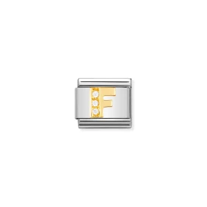 Charm, Composable Link, Letter F with Stones