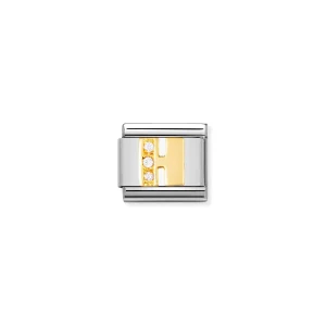 Charm, Composable Link, Letter H with Stones