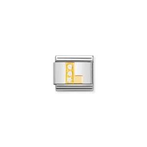Charm, Composable Link, Letter L with Stones
