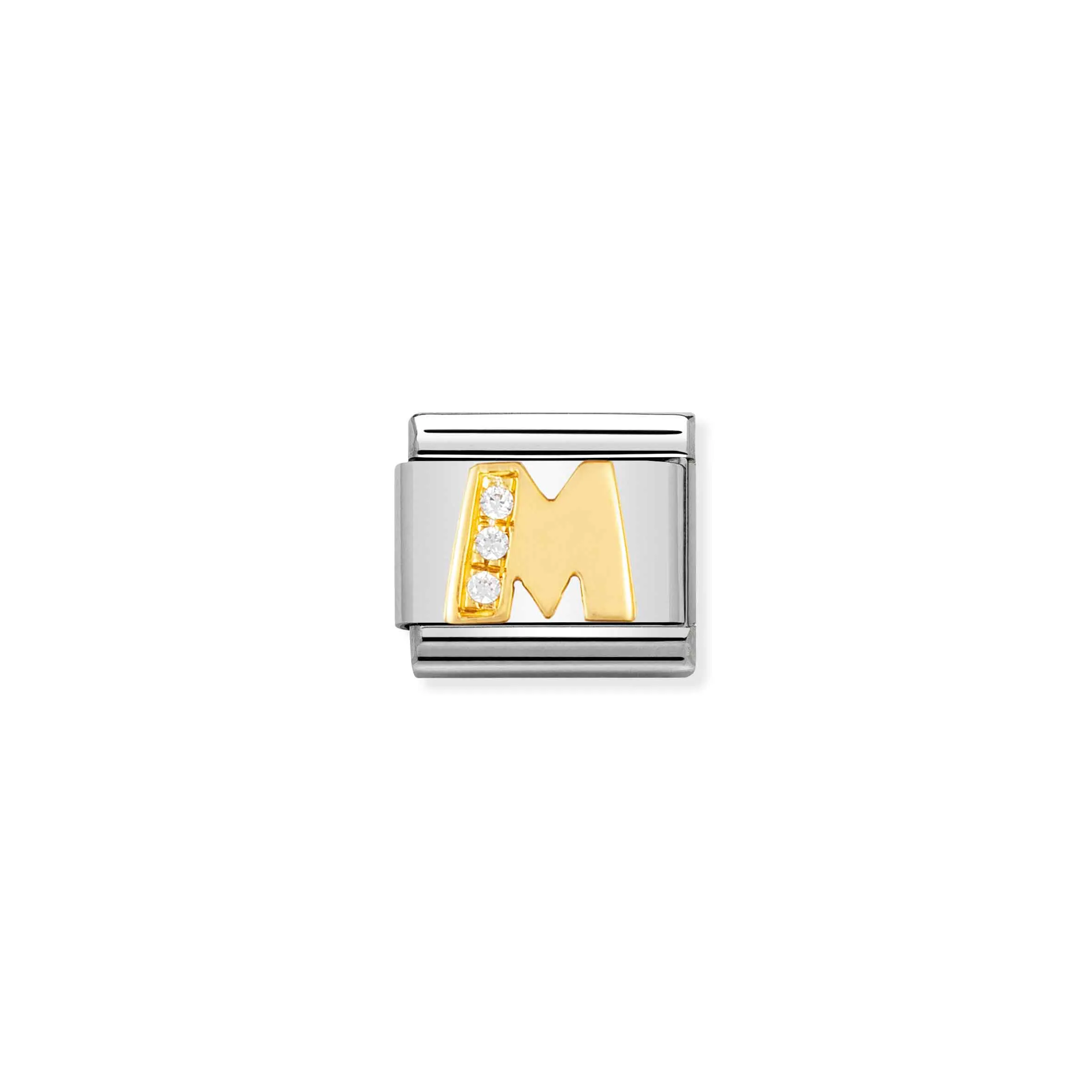 Charm, Composable Link, Letter M with Stones - Nomination Qatar Charm, Composable Link, Letter M with Stones