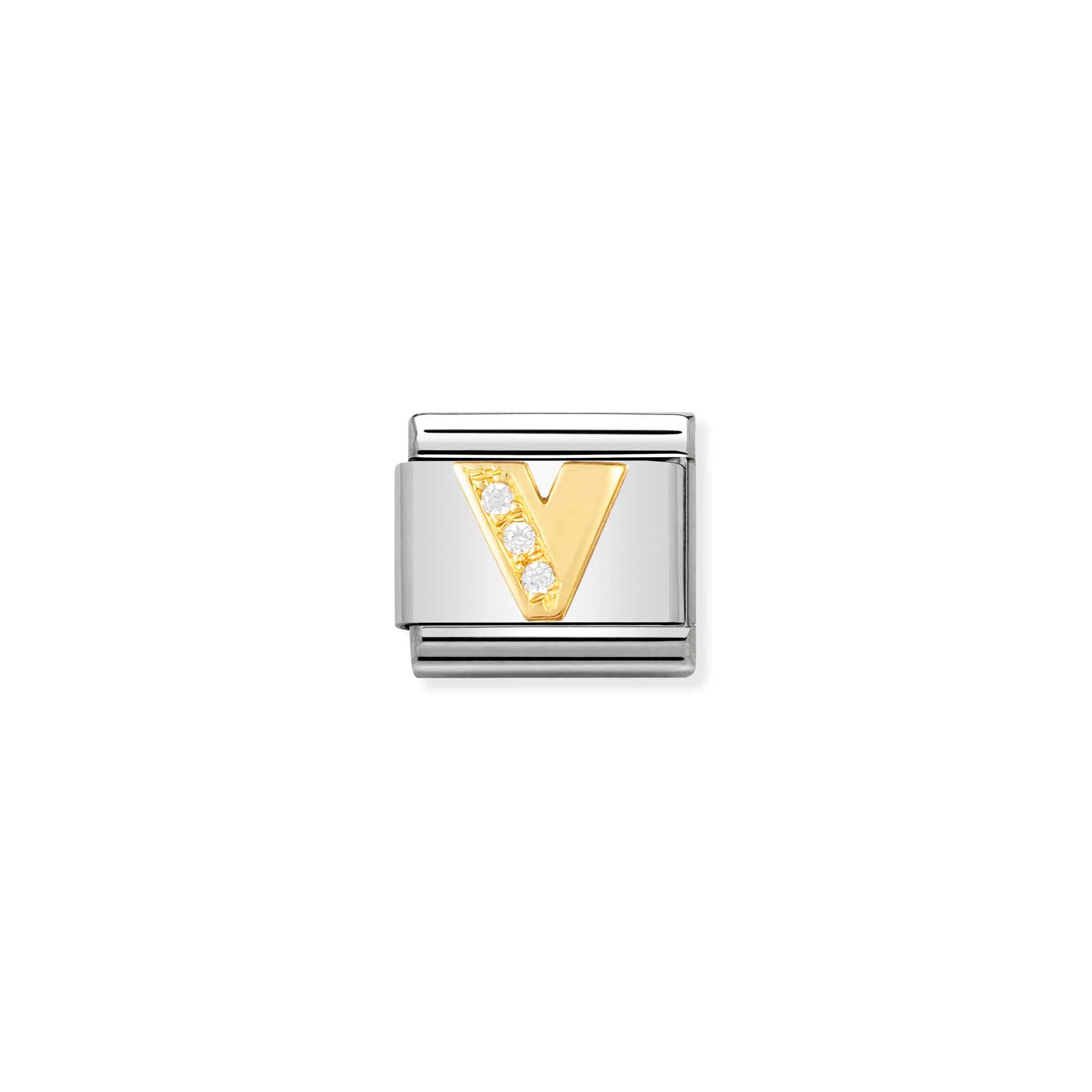 Charm, Composable Link, Letter V with Stones - Nomination Qatar Charm, Composable Link, Letter V with Stones