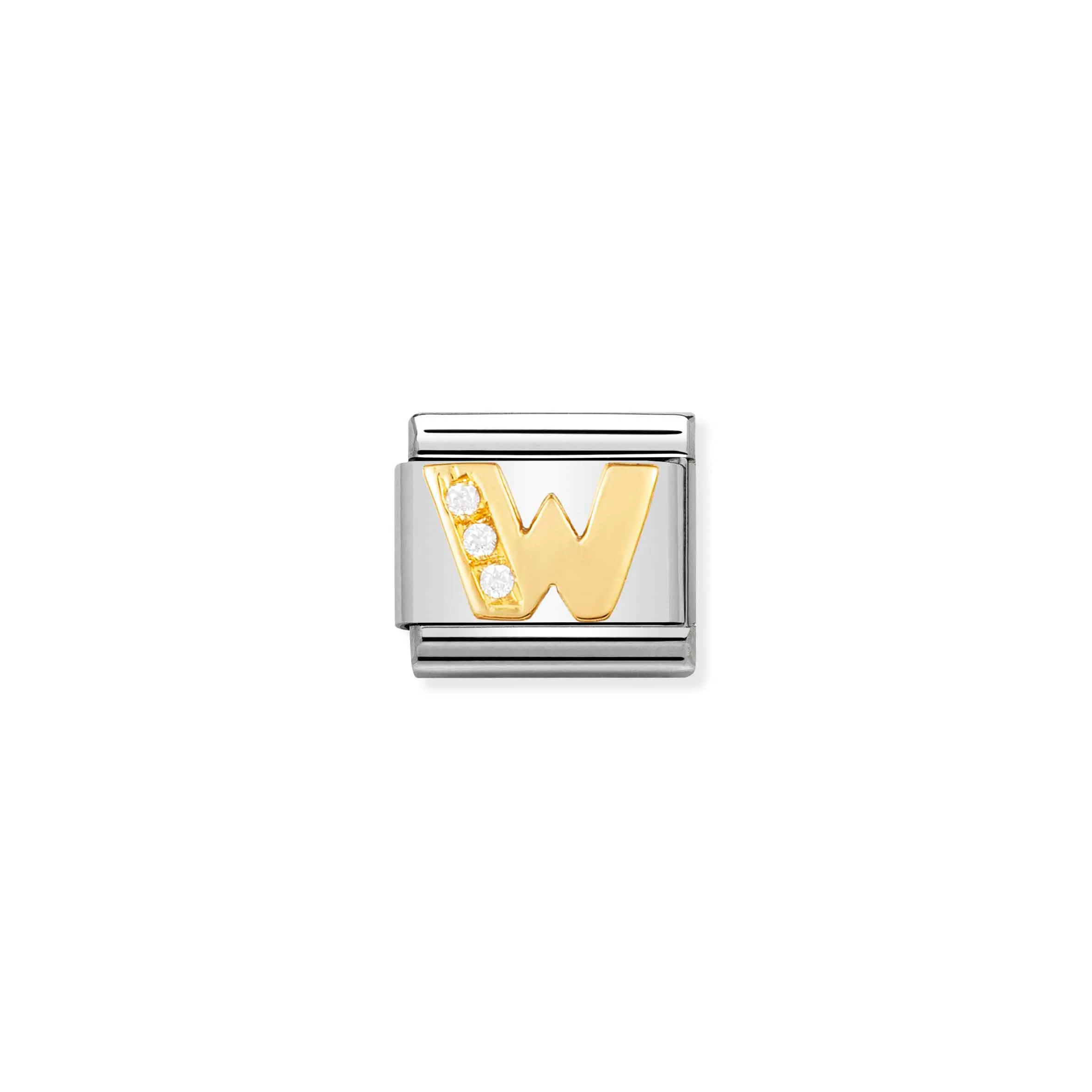 Charm, Composable Link, Letter W with Stones - Nomination Qatar Charm, Composable Link, Letter W with Stones