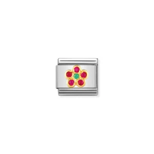 Composable Classic Link red and green Flower with Stones