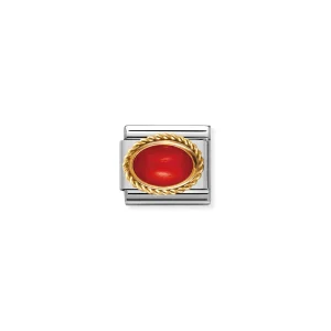 Charm, Composable Link, with oval and red Coral