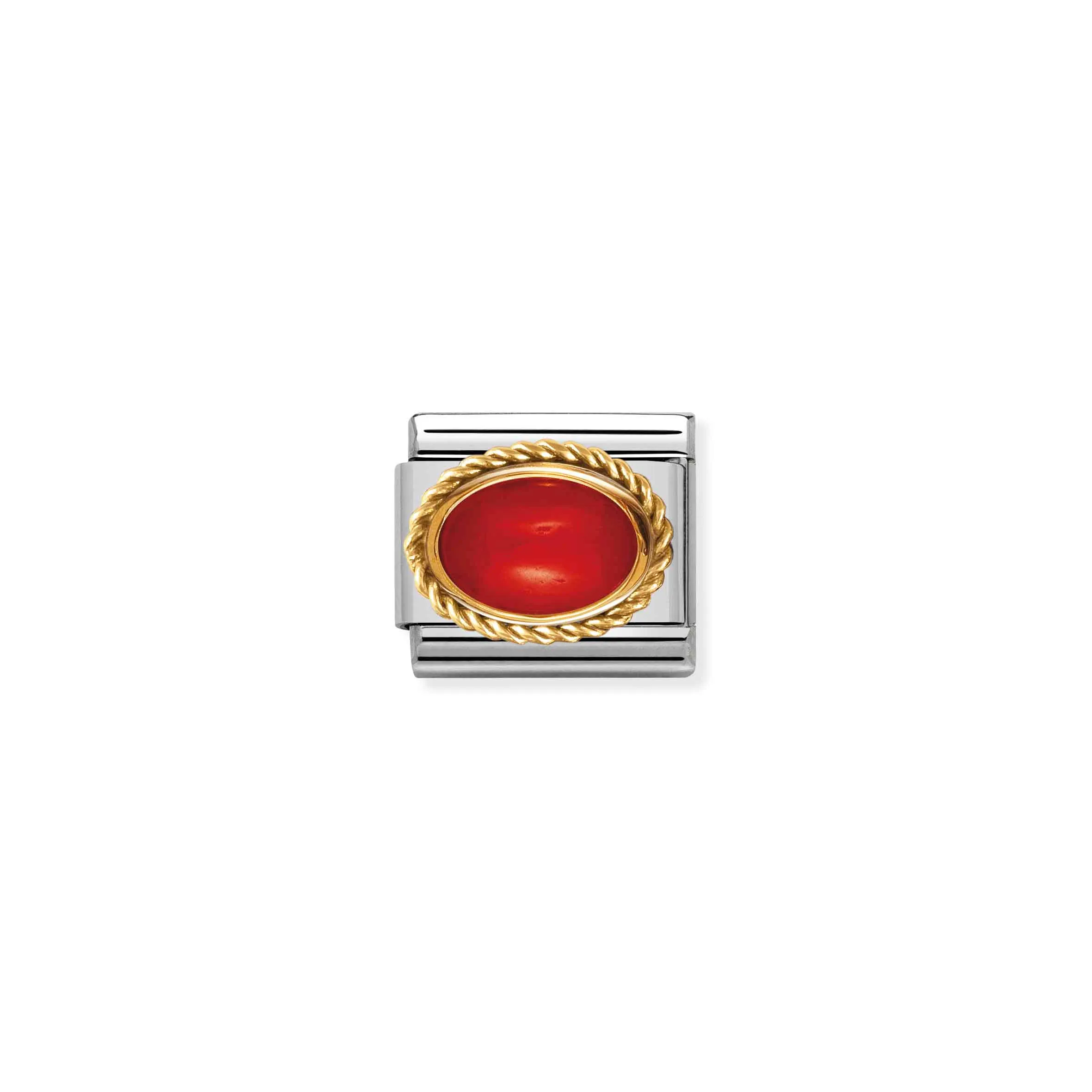 Charm, Composable Link, with oval and red Coral - Nomination Qatar Charm, Composable Link, with oval and red Coral
