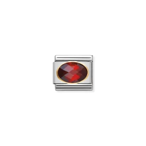 Charm, Composable Link, with red and faceted Stones