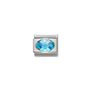 Charm, Composable Link, with light blue and faceted Stones