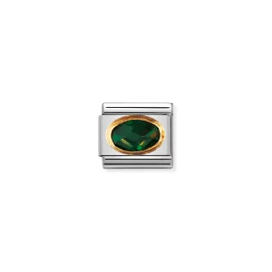 Charm, Composable Link, with emerald green and faceted Stones