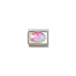 Charm, Composable Link, Gold, Pink-Blue stone