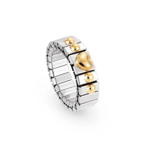 Stretch Ring with Gold Heart