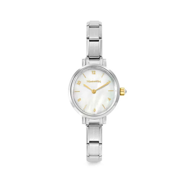Time oval watch, White Mother of Pearl - Nomination Qatar Time oval watch, White Mother of Pearl