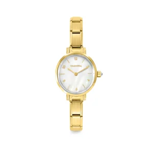 Time yellow PVD oval watch, White Mother of Pearl