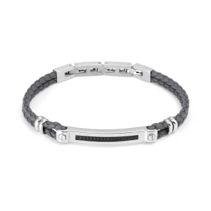 Synthetic leather ManVision bracelet with stones