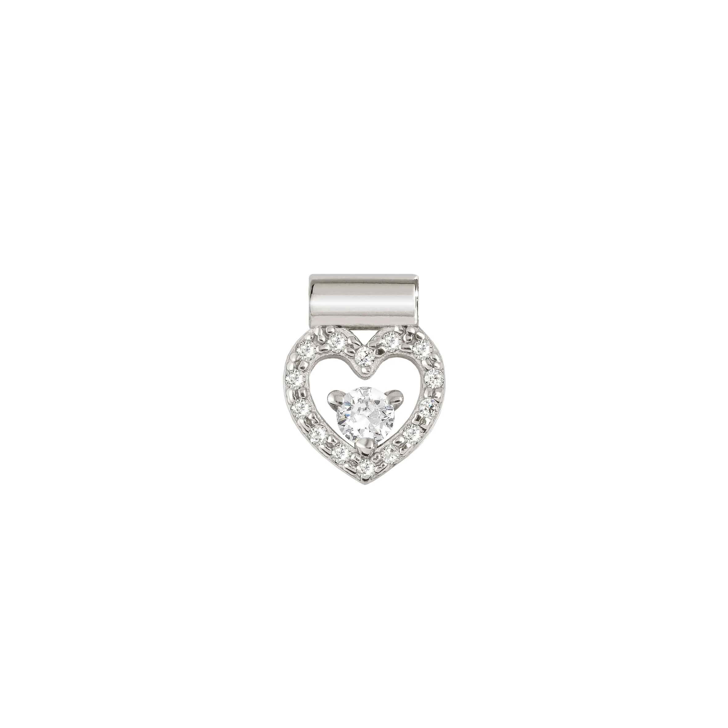 SeiMia Heart pendant, white stone and CZ - Nomination Qatar SeiMia Heart pendant, white stone and CZ