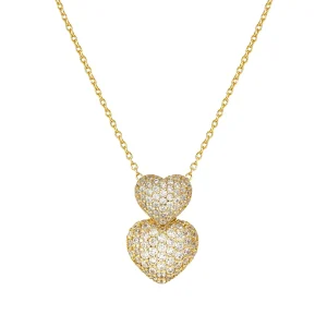 Life Poetry golden necklace, rounded Double Heart