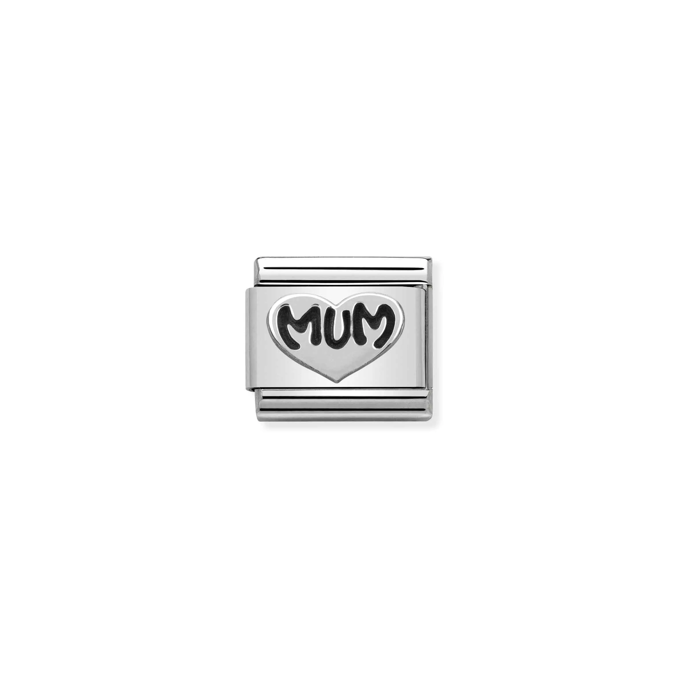 Charm, Composable Link, Silver Mum writing with Heart - Nomination Qatar Charm, Composable Link, Silver Mum writing with Heart