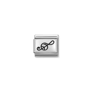 Charm, Composable Link, Treble Clef in Silver