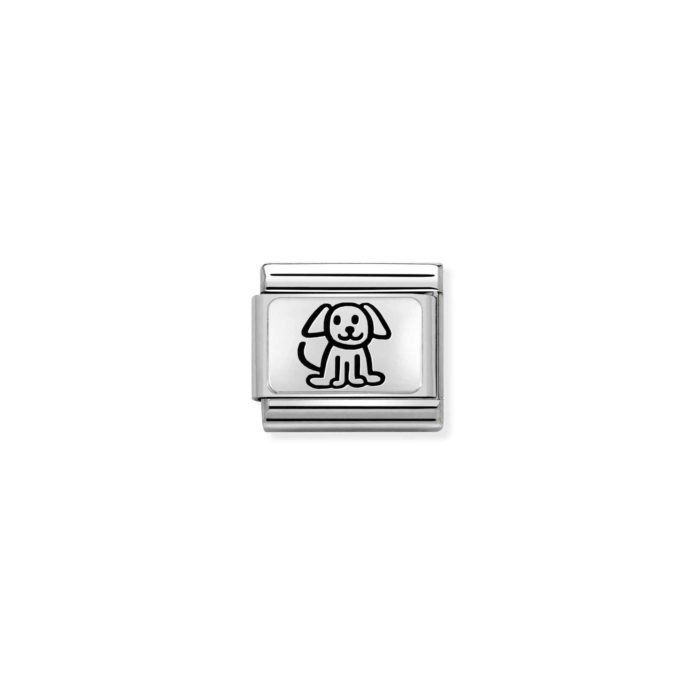 Charm, Composable Link, Oxidised Silver Puppy - Nomination Qatar Charm, Composable Link, Oxidised Silver Puppy