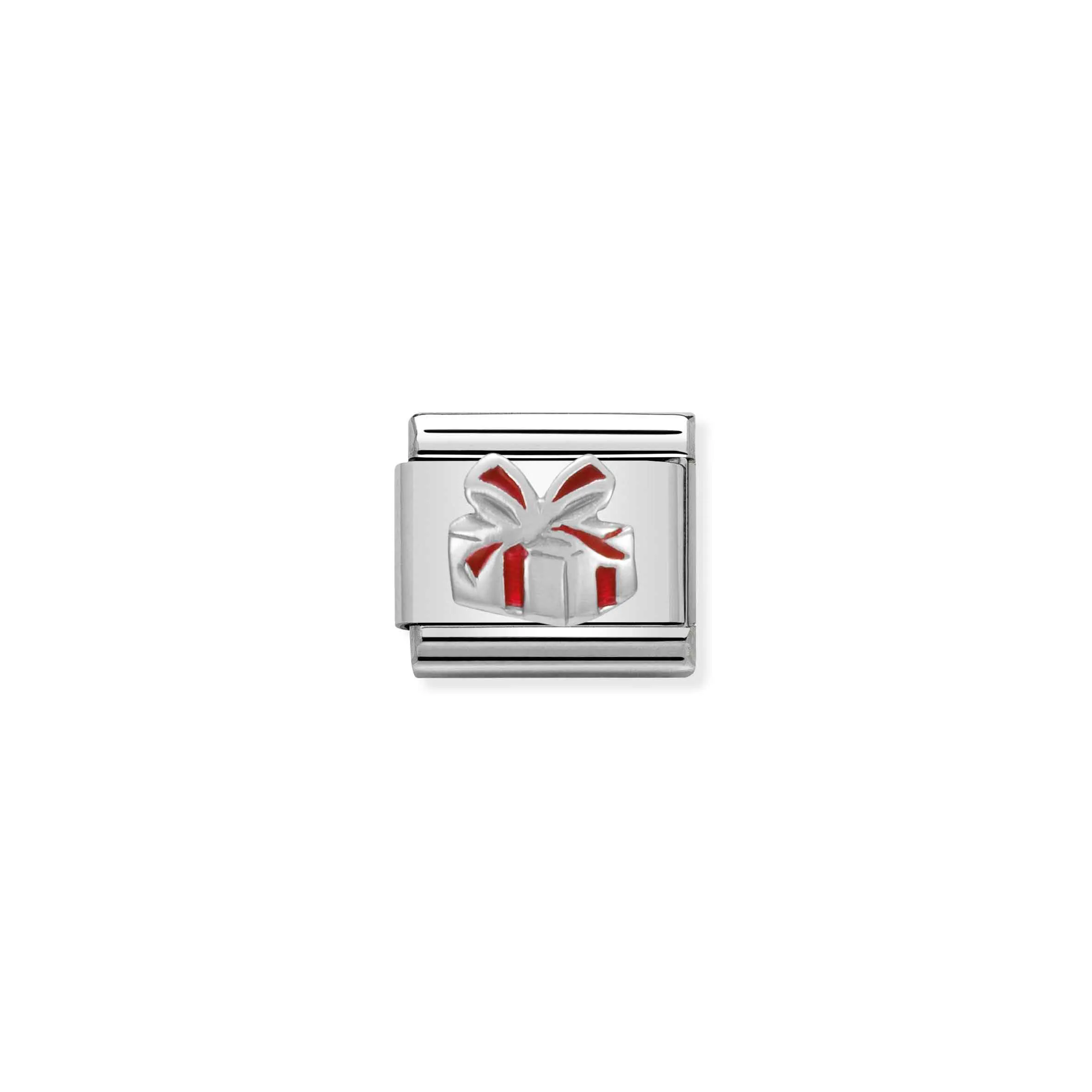 Charm, Composable Link, red Present in Silver - Nomination Qatar Charm, Composable Link, red Present in Silver