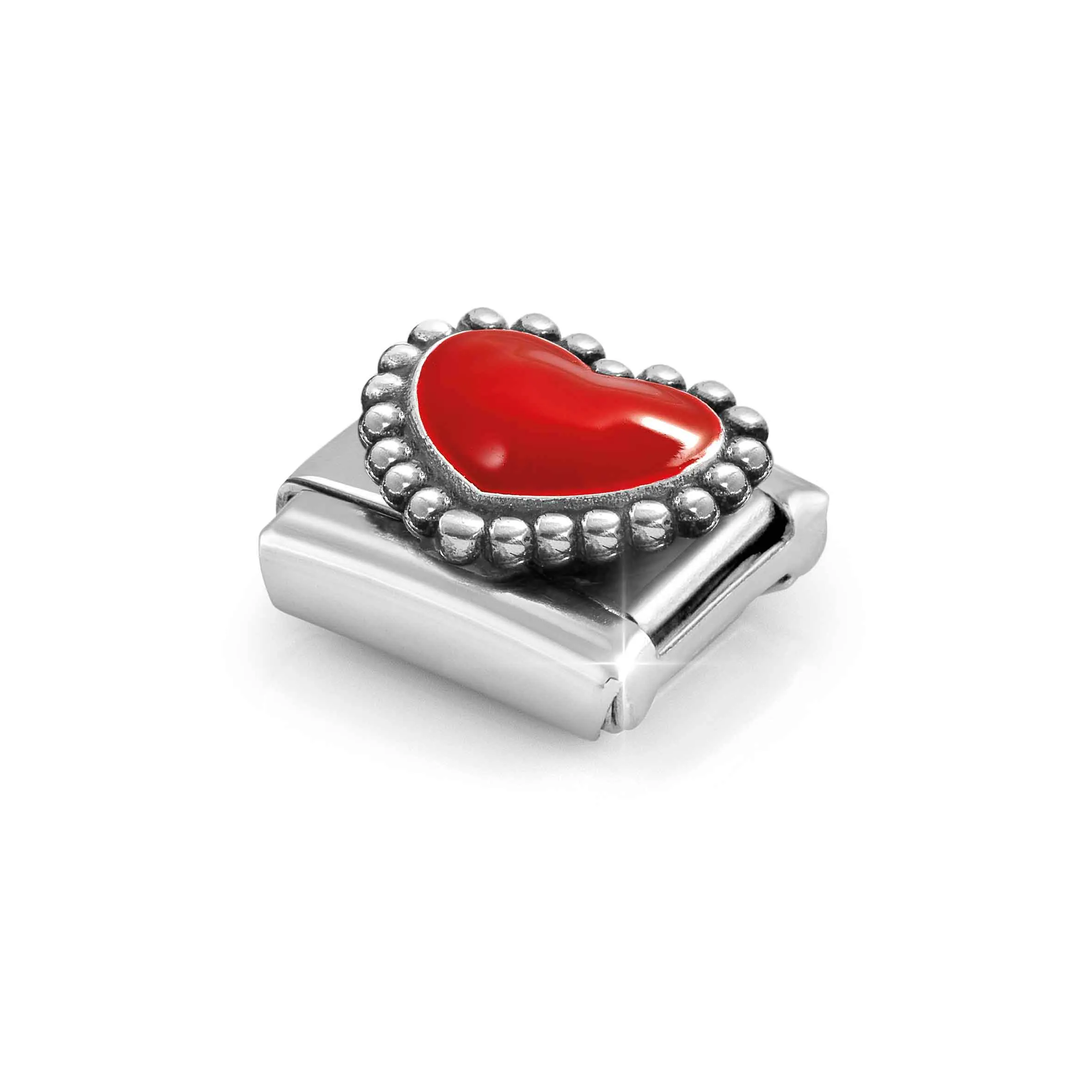 Charm, Composable Link, Red Heart, beaded setting - Nomination Qatar Charm, Composable Link, Red Heart, beaded setting - Image 4