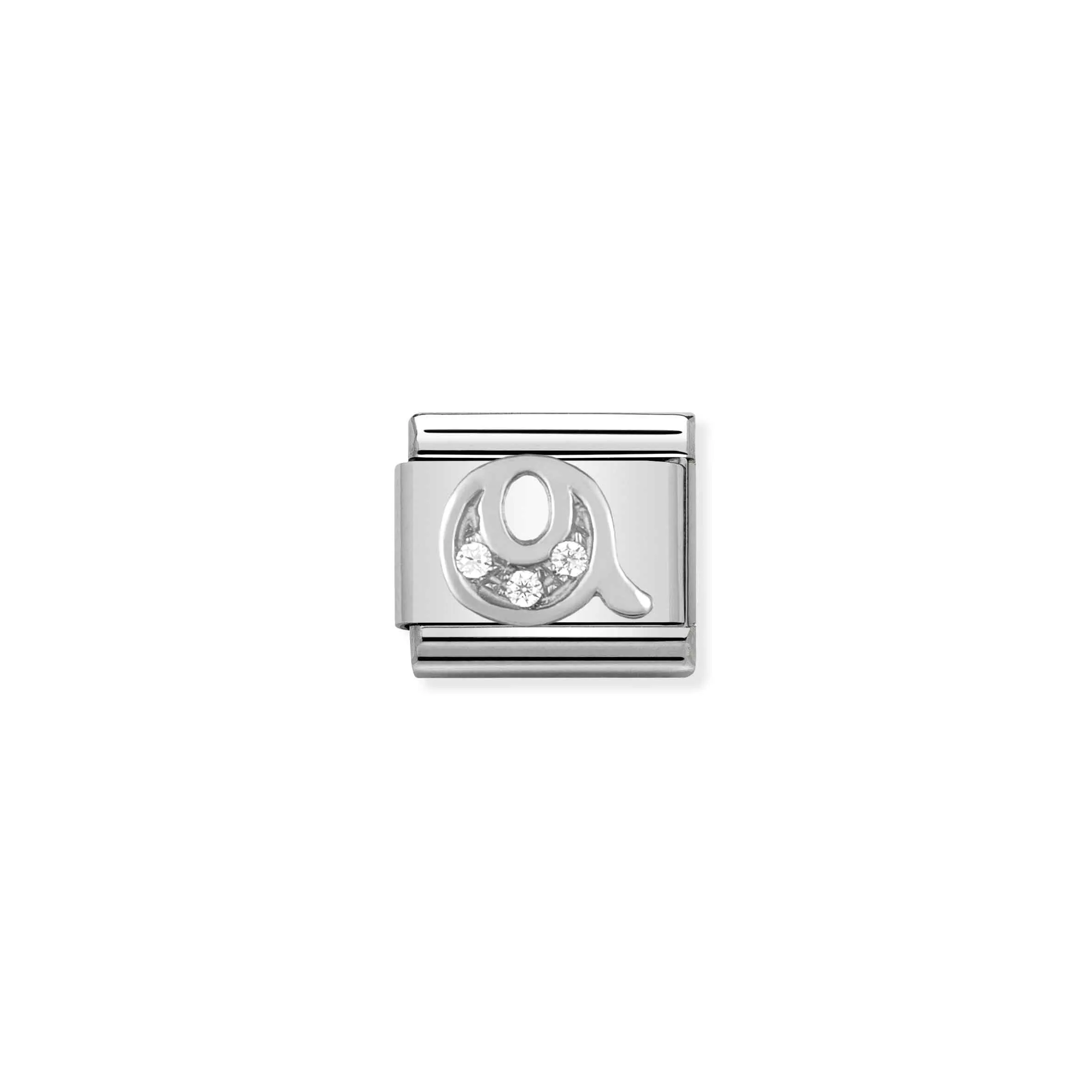 Charm, Composable Link, Pendant Letter Q in Silver and Stones - Nomination Qatar Charm, Composable Link, Pendant Letter Q in Silver and Stones