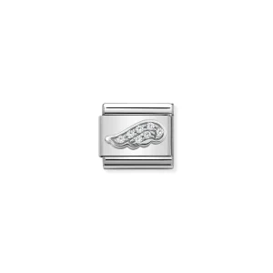 Charm, Composable Link, white Wing in Silver and Stones