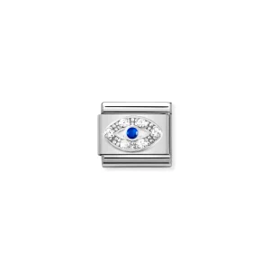 Charm, Composable Link, Greek Eye, silver and CZ