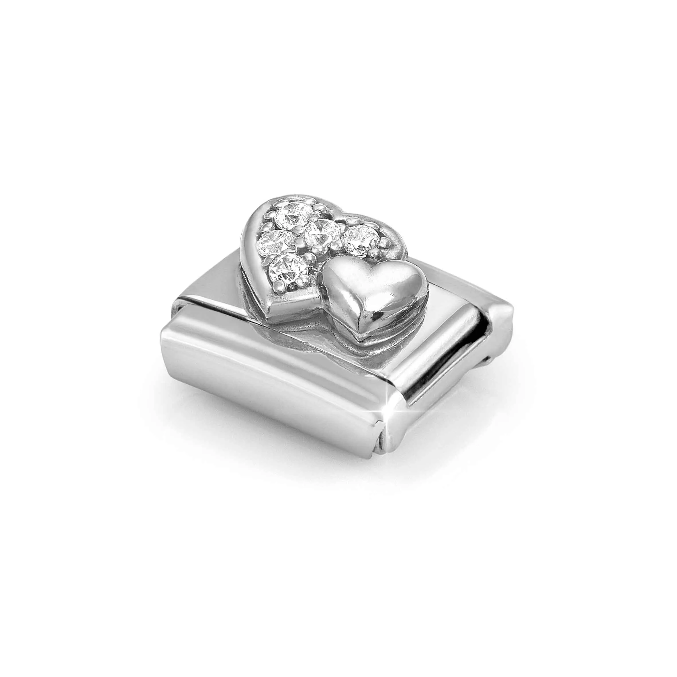 Charm, Composable Link, Silver, Raised Heart, stones - Nomination Qatar Charm, Composable Link, Silver, Raised Heart, stones - Image 4