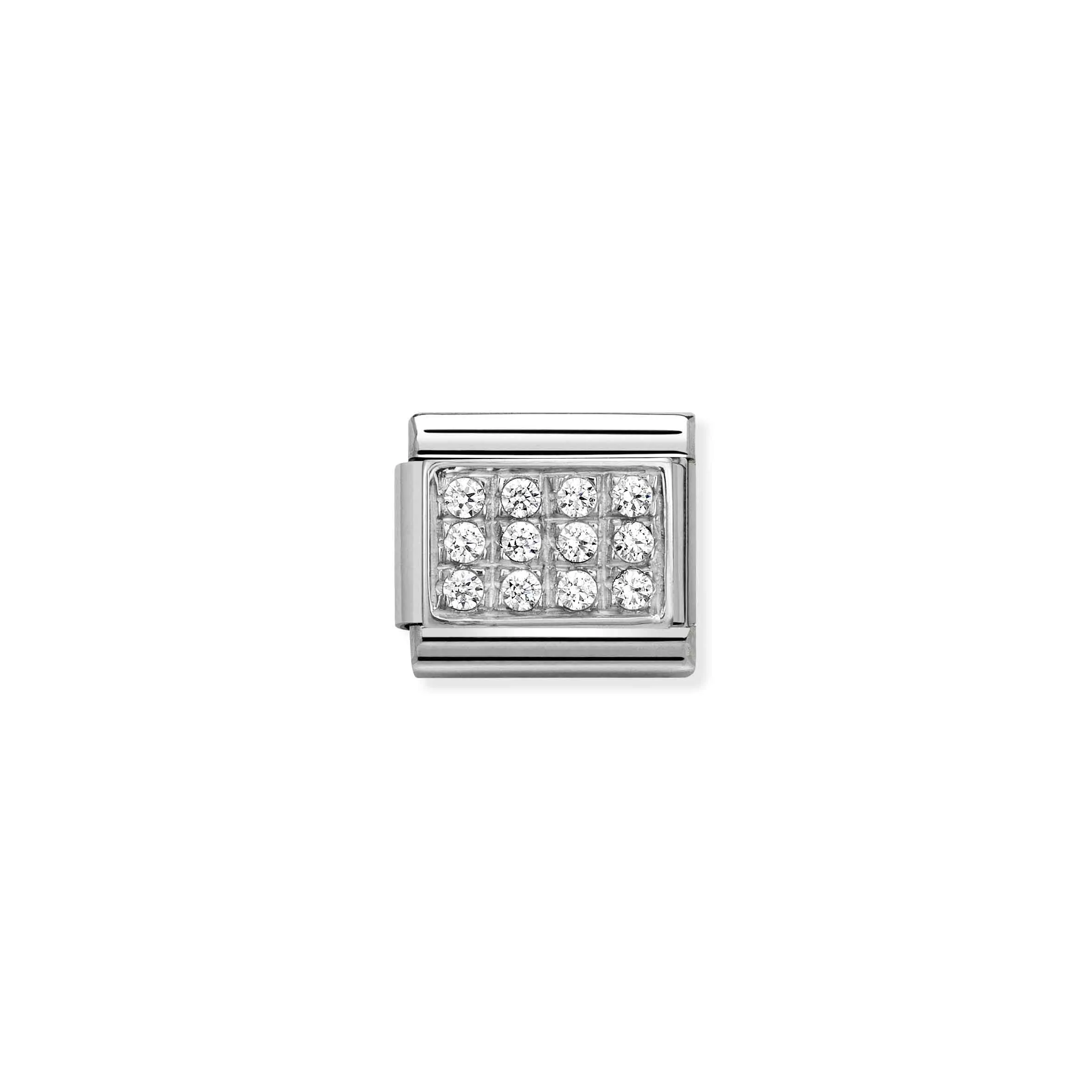 Charm, Composable Link, in Silver and white Stones - Nomination Qatar Charm, Composable Link, in Silver and white Stones